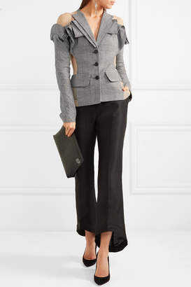 Antonio Berardi Tulle-paneled Checked Wool, Linen And Silk-blend Blazer