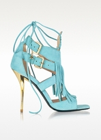 Thumbnail for your product : Patrizia Pepe Wave Green Suede and Leather Fringe High Heel Sandal