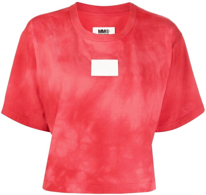 MM6 MAISON MARGIELA tie-dye cropped T-shirt - ShopStyle