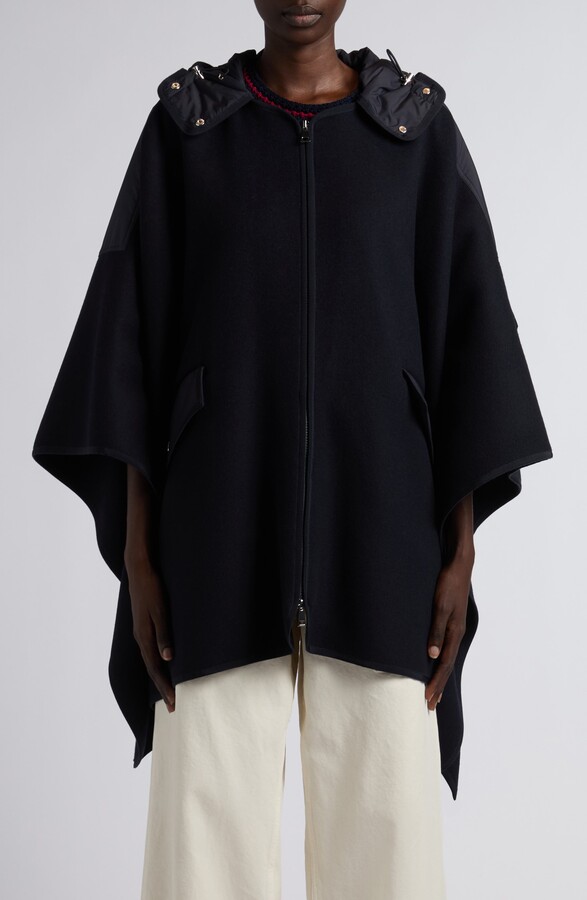 Moncler Hooded Wool Blend Cape