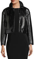 Thumbnail for your product : Rebecca Taylor Snap-Front Vegan-Leather Cropped Jacket
