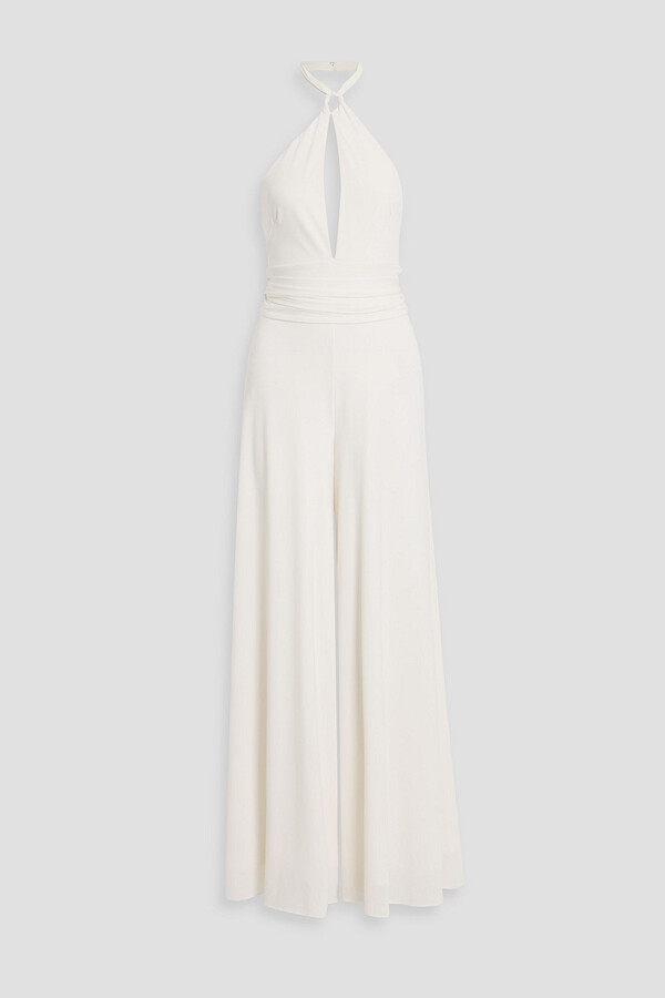 Halston Cutout stretch-jersey halterneck jumpsuit
