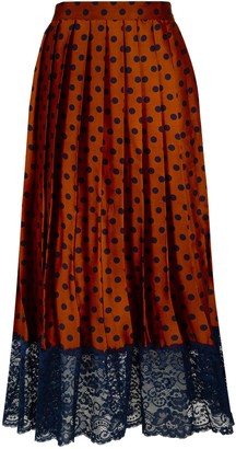 New Look Till We Cover Rust Spot Lace Trim Midi Skirt
