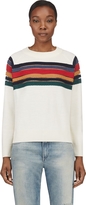 Thumbnail for your product : Band Of Outsiders Ivory Merino Wool Striped Sweater