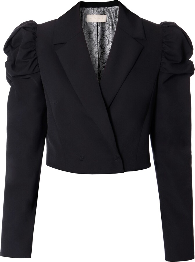 Aggi by Halewski Black Naya Moonless Night Short Blazer With Puffed Sleeves