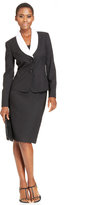 Thumbnail for your product : Le Suit Contrast-Collar Crepe Skirt Suit