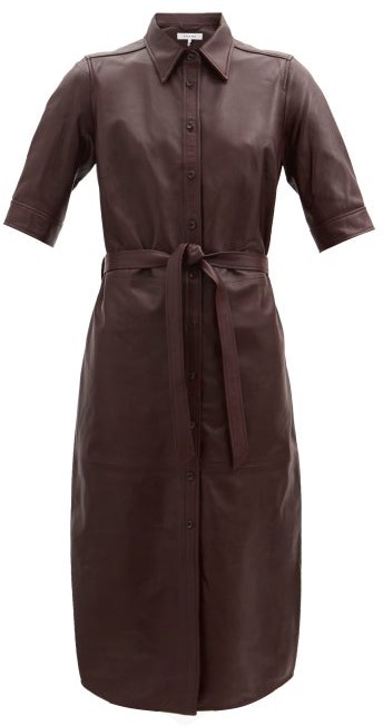 burgundy leather dress