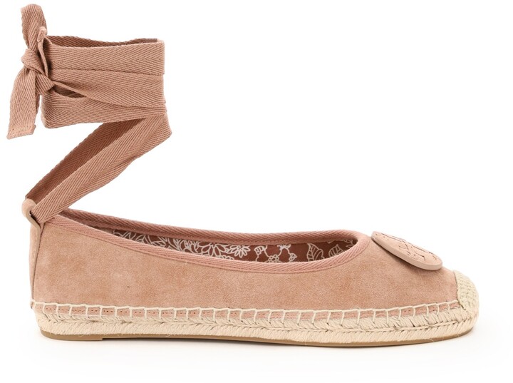 Tory Burch MINNIE BALLET ESPADRILLES 8 Pink Leather - ShopStyle