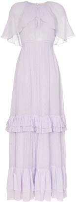 By Ti Mo Short-Sleeved Tiered Maxi Dress