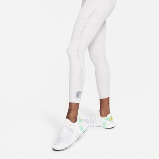 Nike Women's One Luxe Mid-Rise Tights in Green/Jade Smoke Size Medium | Polyester/Spandex/Fiber