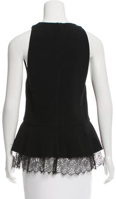 Wes Gordon Lace-Trimmed Peplum Top w/ Tags
