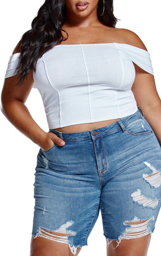 Plus Size Off The Shoulder Tops White | Shop the world's largest collection  of fashion | ShopStyle