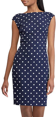 Chaps Slim Fit Dot-Print Jersey Dress
