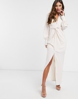 Thumbnail for your product : Significant Other Claribell draped maxi dress with balloon sleeves in petal