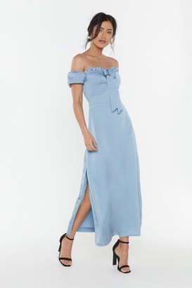 Nasty Gal Womens Don't Catch the Bouquet Off-the-Shoulder Maxi Dress - Blue - 12