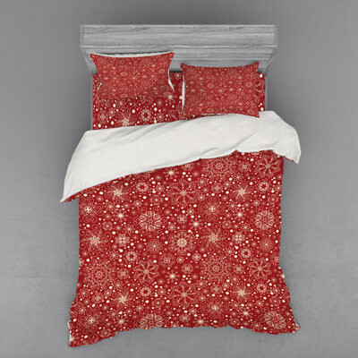 Ambesonne Red Microfiber Traditional Duvet Cover Set