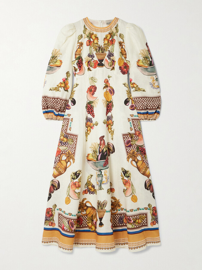 ALÉMAIS ALÉMAIS - Mercado Printed Linen Midi Dress - Multi