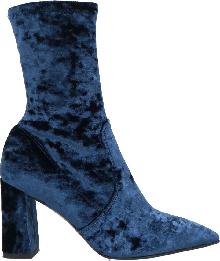 Velvet Blue Ankle Boots