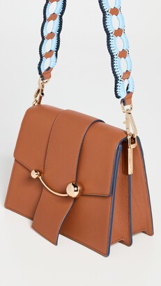 Strathberry Box Crescent Bicolor Leather Shoulder Bag