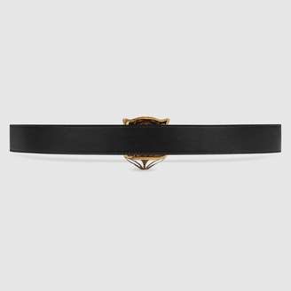 Gucci Leather belt with feline head