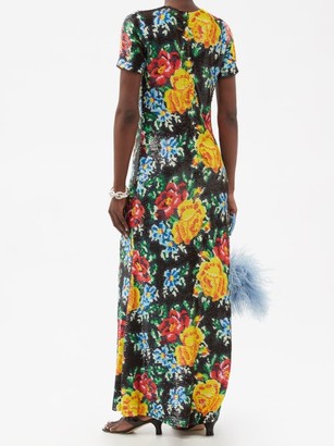 Ashish Floral Sequinned-georgette Maxi Dress - Black Multi