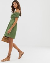 Thumbnail for your product : ASOS DESIGN off shoulder mini sundress with ruched bust