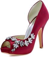 Thumbnail for your product : ElegantPark HP1560IAC Women Satin Peep Toe D'Orsay Pumps AC Removable Shoes Clips Wedding Bridal Shoes US 8
