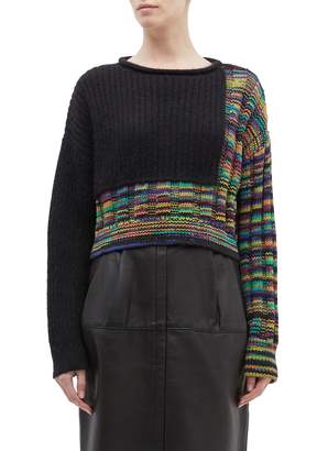 3.1 Phillip Lim Patchwork rib knit cropped sweater