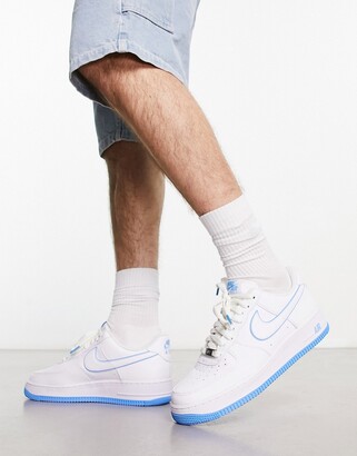 Nike Air Force 1 '07 trainers in white and blue - ShopStyle