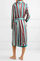 Thumbnail for your product : Asceno ASCENO - Striped Washed-silk Robe - Turquoise