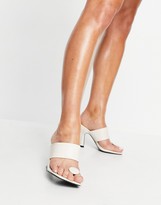 Thumbnail for your product : Public Desire Wide Fit Public Desire Gaia Wide Fit heeled sandals with toe post in bone croc