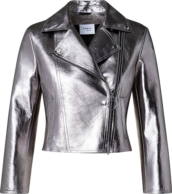 Cropped Metallic Leather Jacket | ShopStyle
