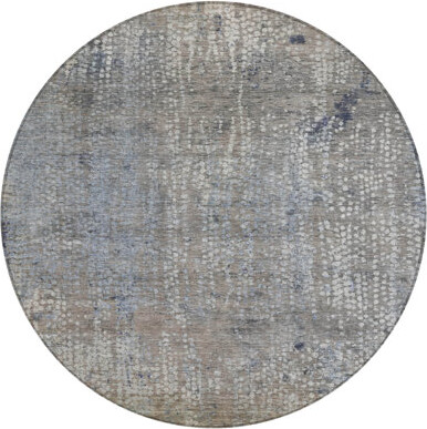 Bungalow Rose 8' Taupe And Ivory Round Abstract Washable Indoor Outdoor Area Rug