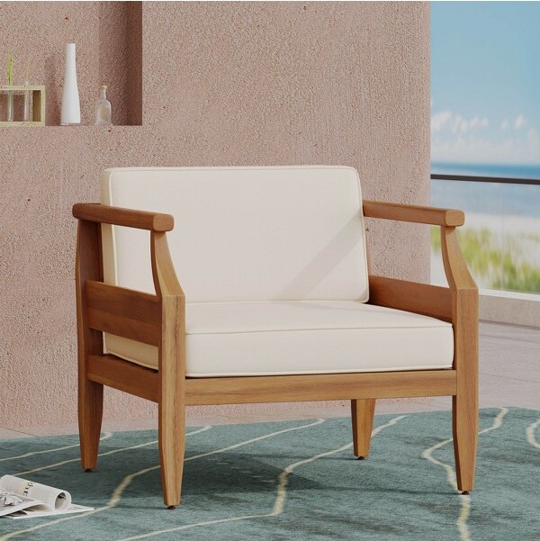 GulchesCasualOutdoorWoodenChairClubChairforPatioOutdoorGardenPoolside