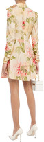 Thumbnail for your product : Zimmermann Tie-neck Draped Floral-print Stretch-silk Mini Dress