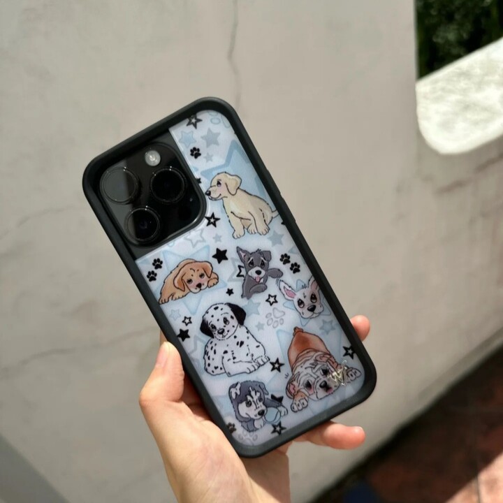 wildflower Puppy Party Girls Phone Case for iPhone 11 12 13 14 15 16 17 Pro Max Plus Air wf Cute Dog Cartoon Cover