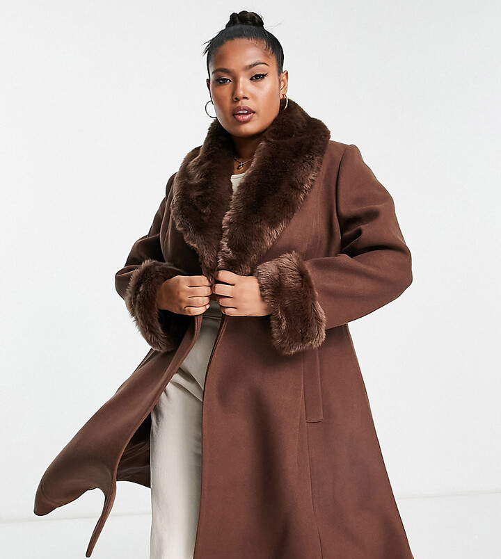 Brown Jacket With Fur Collar | ShopStyle UK