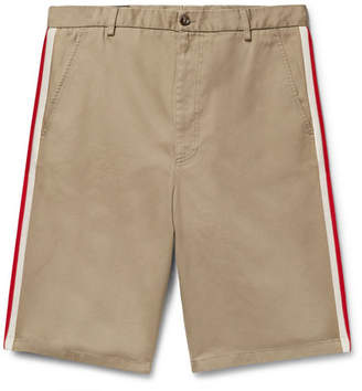 Gucci Webbing-trimmed Cotton-twill Bermuda Shorts - Beige