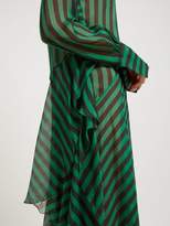 Thumbnail for your product : Petar Petrov Dike Striped Silk-chiffon Dress - Womens - Black Green