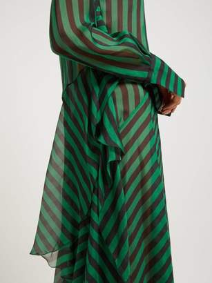 Petar Petrov Dike Striped Silk-chiffon Dress - Womens - Black Green