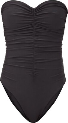 strapless ruched swimsuit