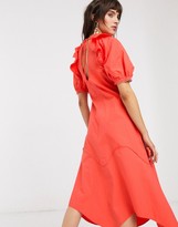 Thumbnail for your product : Lost Ink midaxi dress with ruffle shoulder in cotton