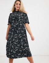 Thumbnail for your product : Fashion Union Plus high neck midaxi tea dress with flutter sleeve