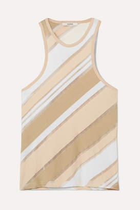Ganni Striped Stretch-jersey And Tulle Tank - Beige
