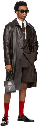 Ernest W. Baker Brown Leather Raglan Coat