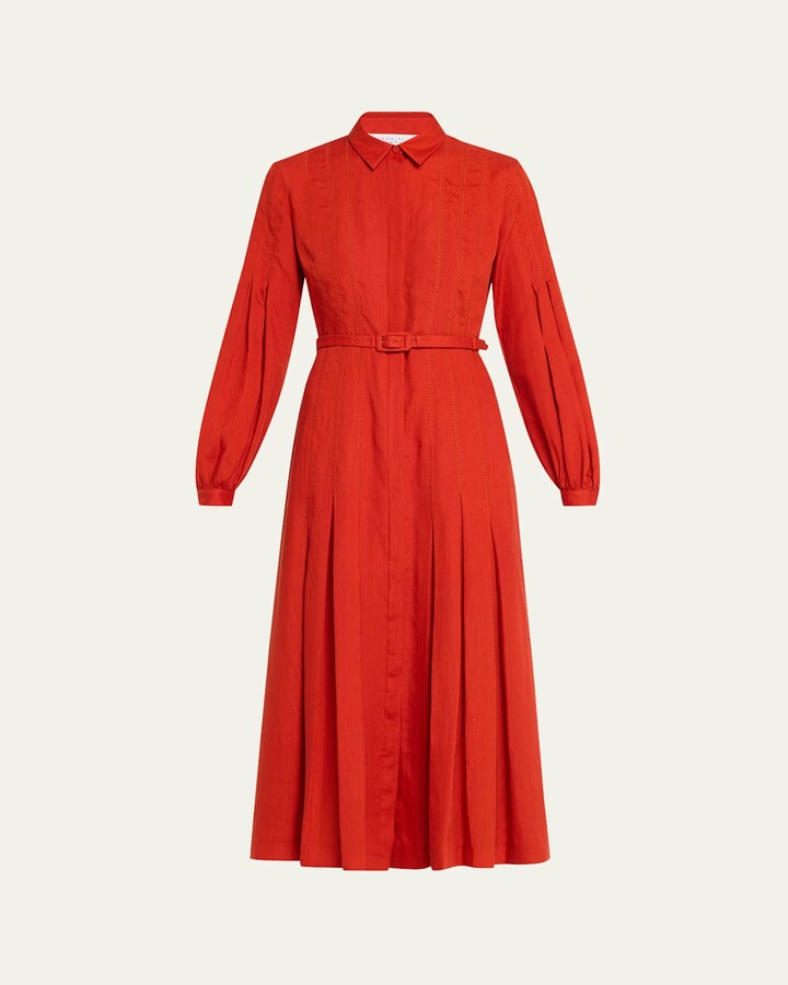 Gabriela Hearst Aleka Long-Sleeve Linen Shirtdress