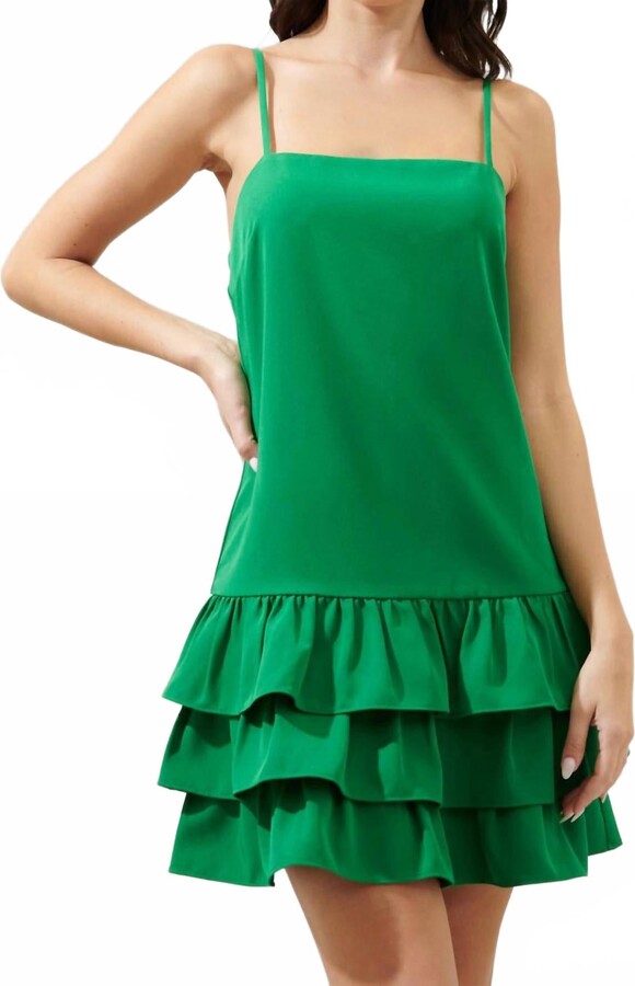 Palm Springs Ruffle Dress In Kelly Green