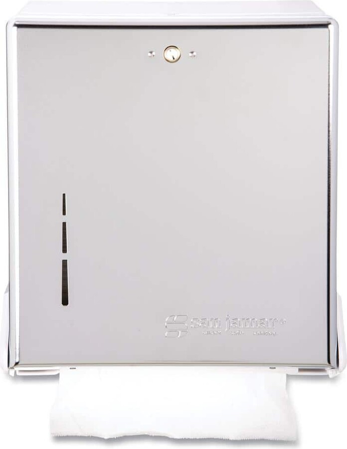 San Jamar True Fold Commercial C-Fold/Multifold Folded Paper Towel Dispenser, 11.63 in. x 5 in. x 14.5 in., Chrome
