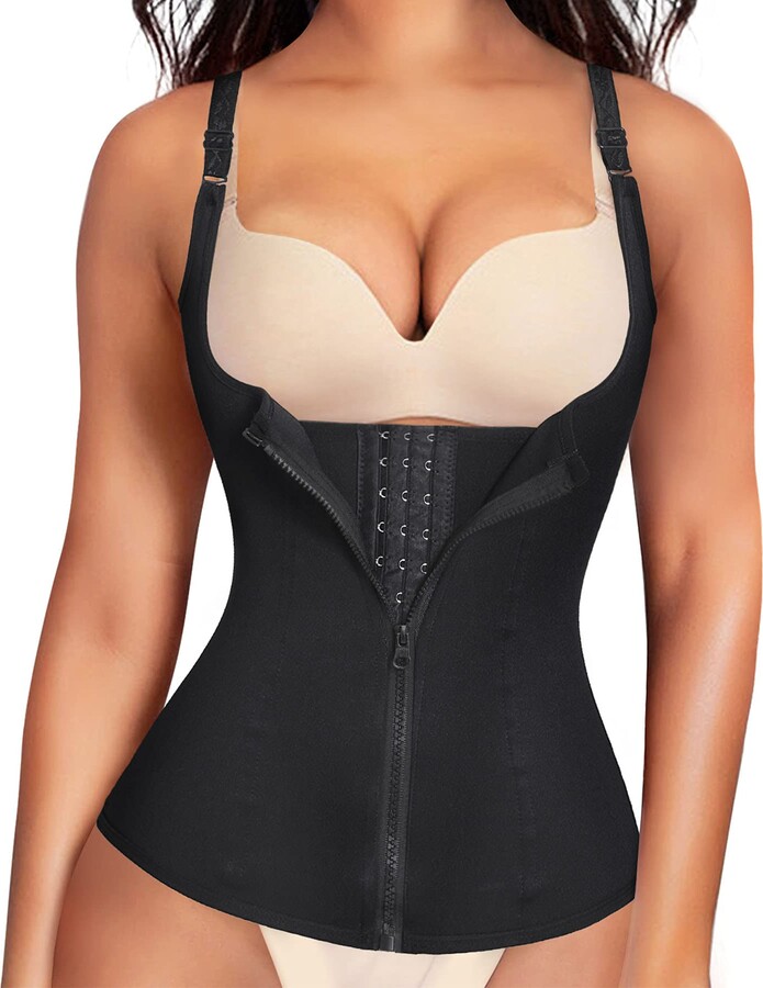 Buy LadySlim by NuvoFit Fajas Colombiana Full Latex Chaleco Vest Waist  Cincher Trainer Trimmer Girdle Workout Corset Body Shaper, Beige, Small at