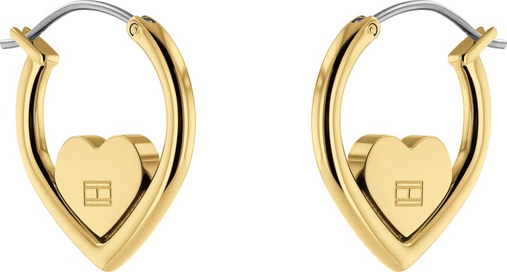 Tommy Hilfiger Women's Jewelry Hoop Heart Earrings - ShopStyle